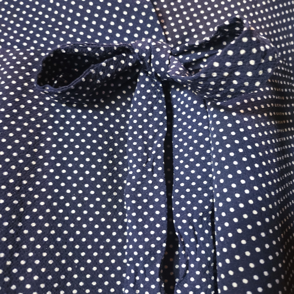 Monteau Navy White Polka Dot Blouse - Picture 2 of 6